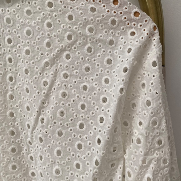 MNG by Mango Elegant Stylish White Open Eyelet 100% Cotton Blouse Shirt Size S - Picture 3 of 8